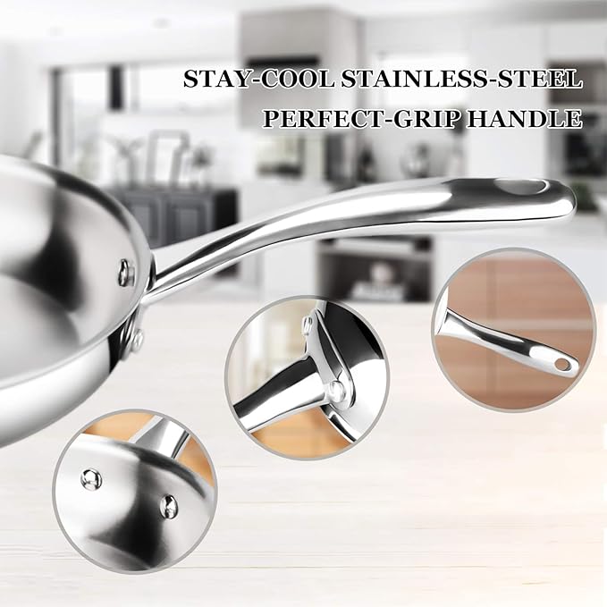 Duxtop Whole-Clad Tri-Ply Stainless Steel Stir-Fry Pan Kitchen Induction Cookware 8 Inches