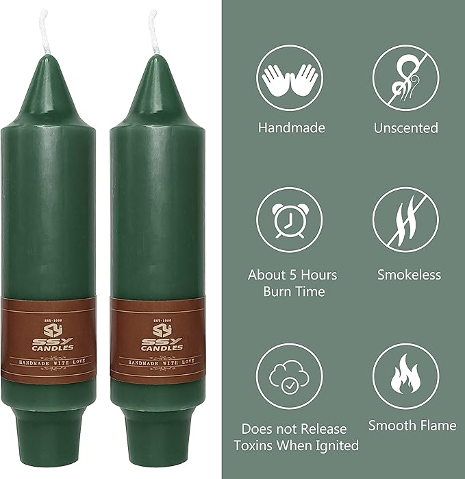 Short Taper Candles 5 Inch Twisted Candlesticks Unscented Handmade Set of 4 Smokeless Long Burning Candle Sticks for Wedding Home Meditation(Dark Green)