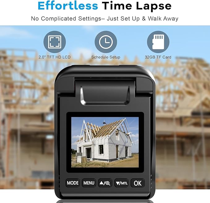 Time Lapse Camera, 4K FHD Timelapse Camera for Outdoor, Equipped with IP66 Waterproof, 64GB TF Card, 180 Days Standby for Recording Construction, Plant Growth, Weather Change