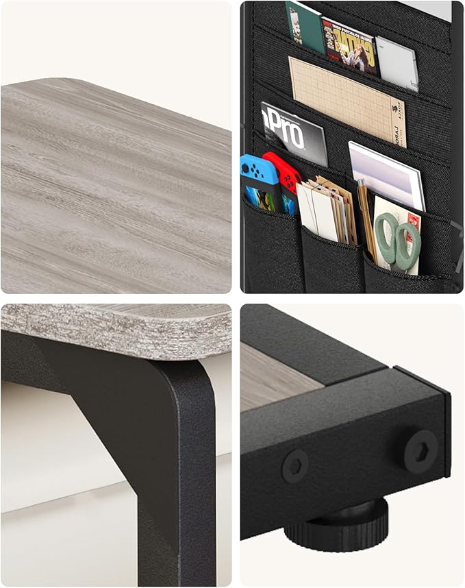 C-Shaped End Tables with Storage Bag, Sofa TV Trays Set of 2, Tray Table Small Couch Side Table for Living Room, Bedroom, Bedside ET-P-GYW2