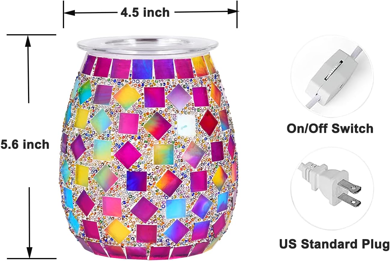 Dicimi Mosaic Glass Wax melt Warmer, Candle Wax Warmer, Electric Oil Burner,Wax Warmer for Scented Wax, for Essential Oil Burner & Wax Melts Burner MSK00012