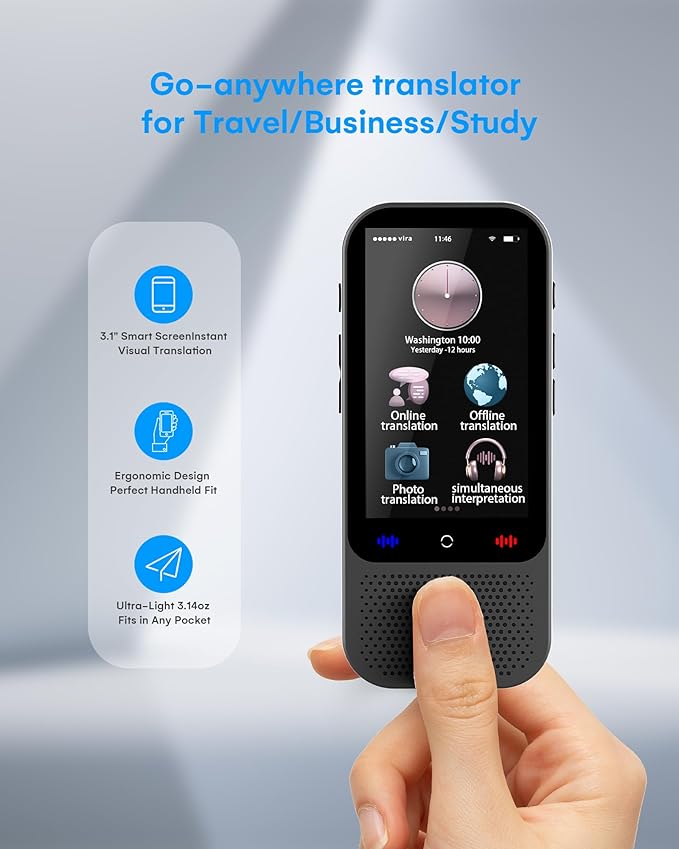 Marsno Language Translator Device 138 Languages, S80 Pro Ai Translator No WiFi Needed,Real-Time Two-Way Voice Translation, Portable Translator with ChatGPT for Travel Business Learning (Dark Grey)