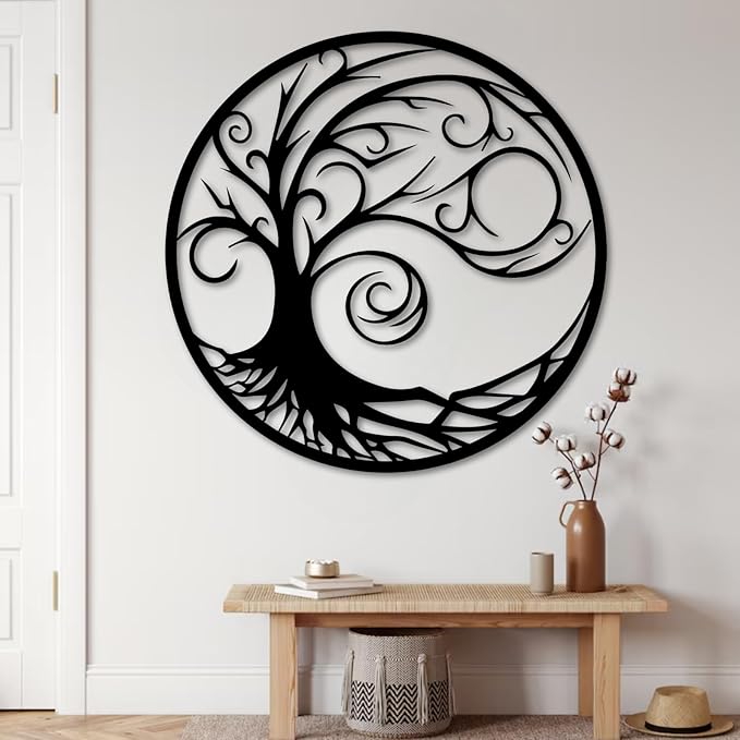 Tree of Life Wall Art,Metal Tree Wall Decorations for Living,Dining Roo,Tree of Life Metal Wall Art(30"×30", Style 7)