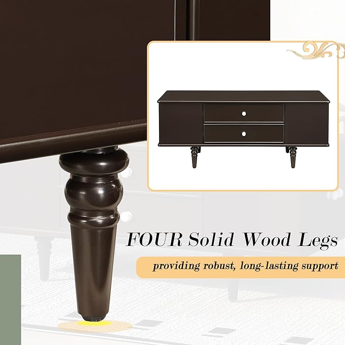 Modern Wooden Coffee Table with Hidden Storage Cabinets and Drawers, 47.2-Inch Rectangular Center Cocktail Table with Solid Wood Legs for Living Room, Brown