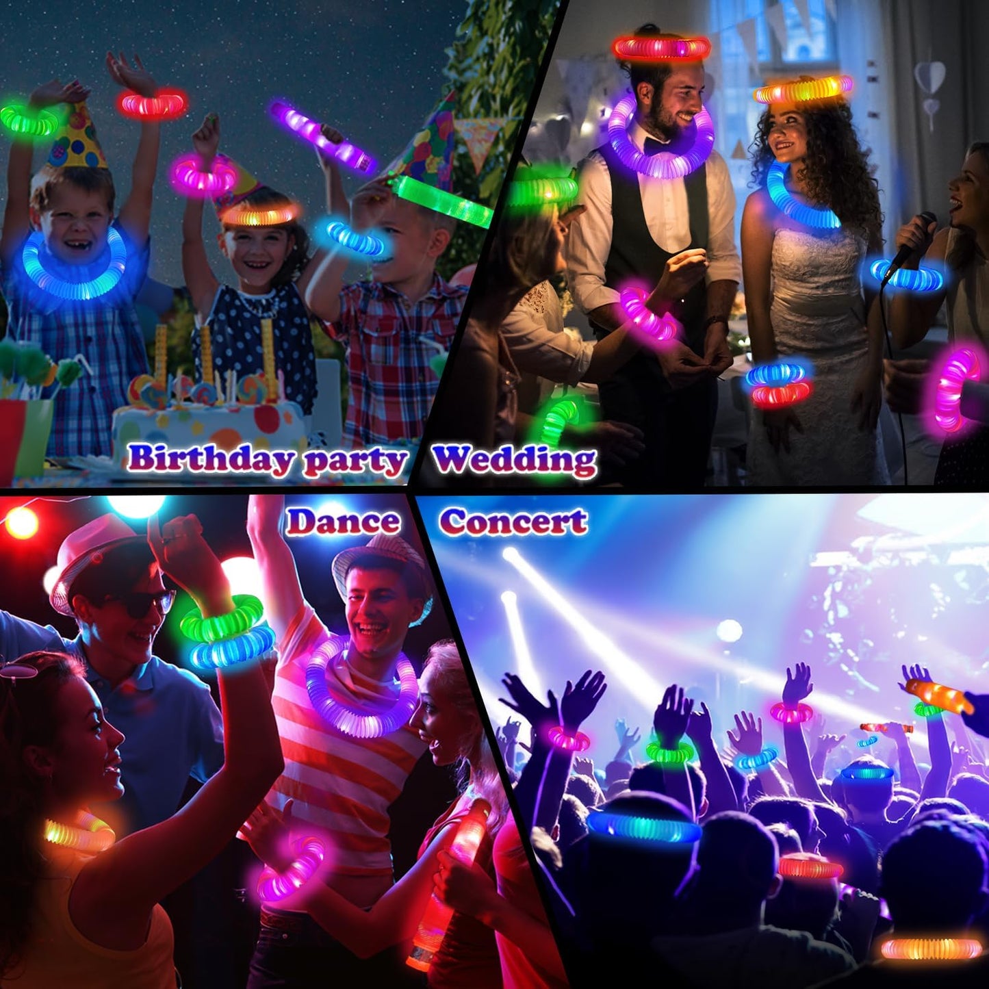 Glow Sticks Bulk Party Favor Supplies for Kids 48 PCS,Glow in Dark Bracelet Necklace Accessories for Birthday Wedding Camping Parade Throw,Halloween Handouts Giveaways Prizes for Toddlers Boys Girls