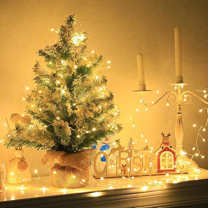 Plug in Firecracker Lights 33FT 300 LED Warm White Copper Wire Indoor Cluster Fairy Lights with Remote Timer for Bedroom, Living Room, Tree, Garden, Porch, Patio, Backyard, Christmas Tree