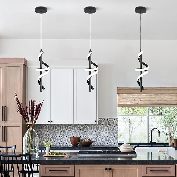 CANEOE Black Pendant Light Fixtures, Adjustable Modern Pendant Lights for Kitchen Island Small Pendant Lighting for Kitchen Island Dining Room Bar Living Room Bedroom Hanging Light Fixtures,1 Pack