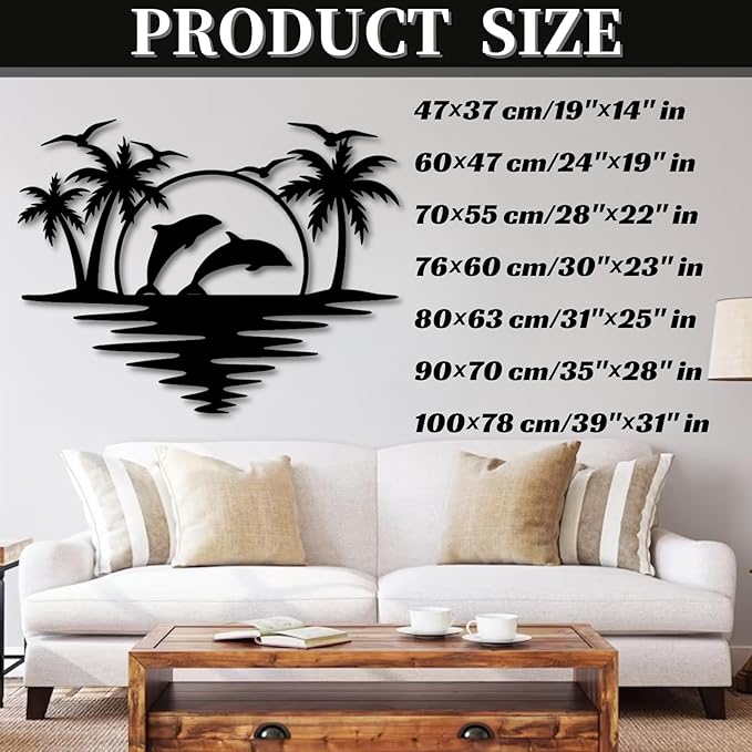 Palm Tree Metal Wall Decor,Palm Tree Outdoor Wall Art,Tropical Palm Tree Wall Decorations for Living Room,Outdoor Wall Decorations for House(39"×31",White)