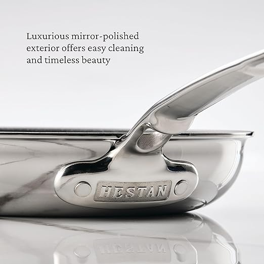 Hestan ProBond Luxe 11-Inch Skillet, Professional Clad Stainless Steel ProCore Tri-Ply Clad Construction, Polished Exterior, Induction & Oven Safe
