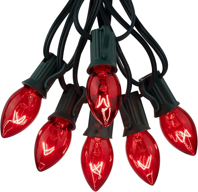 Brightown 50-Pack C7 Replacement Christmas Light Bulbs, C7 Commercial Grade Incandescent Light Bulbs for Outdoor Indoor Holiday Christmas String Lights, E12 Candelabra Base, 5 Watt