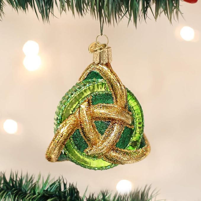 Old World Christmas Trinity Knot Glass Blown Ornament for Christmas Tree, Handcrafted Holiday Decoration, Religion Collection