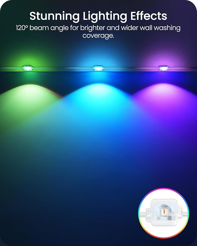 Permanent Outdoor Lights, 100 FT RGB & White Eaves Light with 60 LED Lights, App/Remote Control, IP65 Waterproof Christmas String Lights for Daily, Festival, Party, Holiday Decor W02EL05