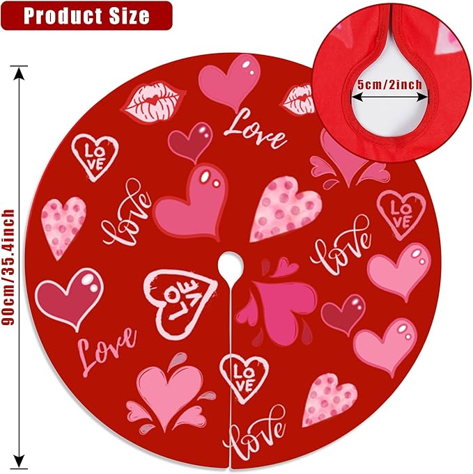 36 Inch Valentine's Day Tree Skirt Love Heart Clover Double Sided Print Mat St. Patrick's Day Tree Skirt Christmas Tree Skirt for Holiday Party Decoration