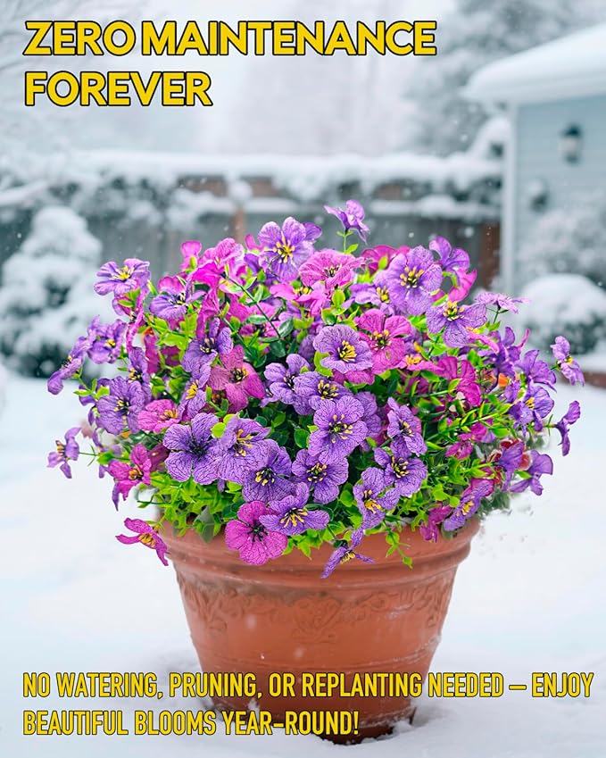 Realistic Silk Daisy Faux Flowers for Outdoor Indoor Decorations - 12 Bundles UV Resistant Artificial Flowers Outside for Hanging Basket Planter Window Box, Fake Plants for Home Porch Garden Décor