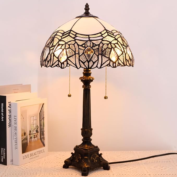 Table Lamp Base Replacement Only, Wide 6 Height 23 Inch, Fit for 12, 14, 16, 18 Inch Tiffany Style Stained Glass Lampshade, Dark Bronze Finish, Resin, Pull Chain Switch(J (W6H23 Inch))