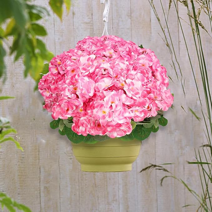 6 Bundles Artificial Flowers for Outdoors, Faux Geraniums Artificial Flowers Realistic, Faux Plants Outdoor UV Resistant for Garden Patio Porch Window Box Home Indoor Outdoor Decor (12, Pink)