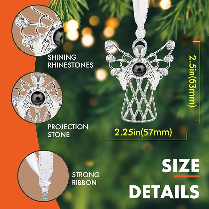 Custom Picture Ornaments, Personalized Christmas Ornaments with Photo Inside, Personalized Angel Ornament, Memorial Christmas Ornament, Gifts for Family/Friends/Couples(Angel Embrace)