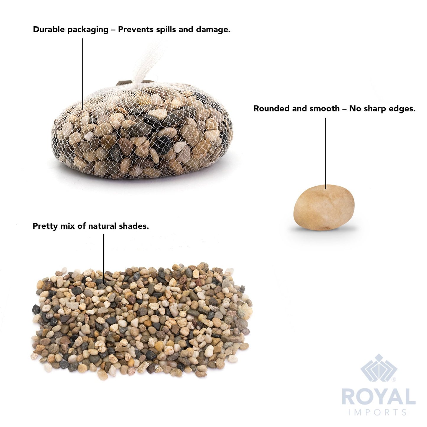 Royal Imports 5LBS River Rocks Decorative Ornamental Pebbles, Garden Landscaping Stones, Gravel Filler for Plants, Vases, Succulents, Home Decor, Aquariums, Crafting, Animal Habitat - Small Natural