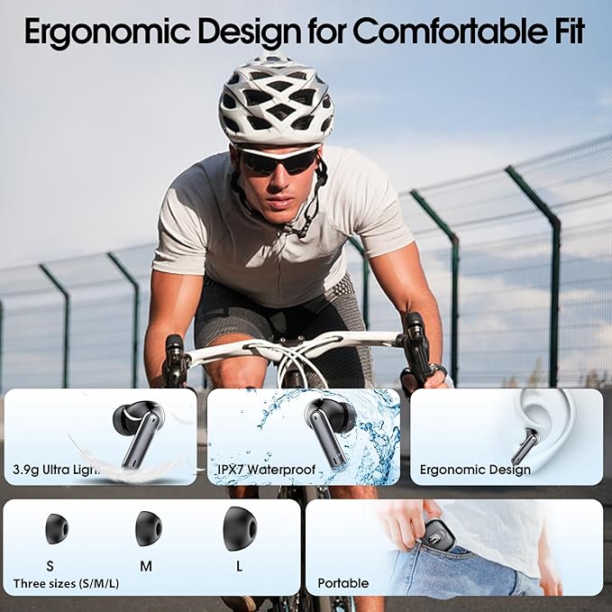 Ai Translation Earbuds Real Time, Simultaneous Interpretation Translator Earbuds with 6 Translation Modes/164 Languages, No Subscription Translatior Headphones,40H Audifonos Traductores Inglés Español