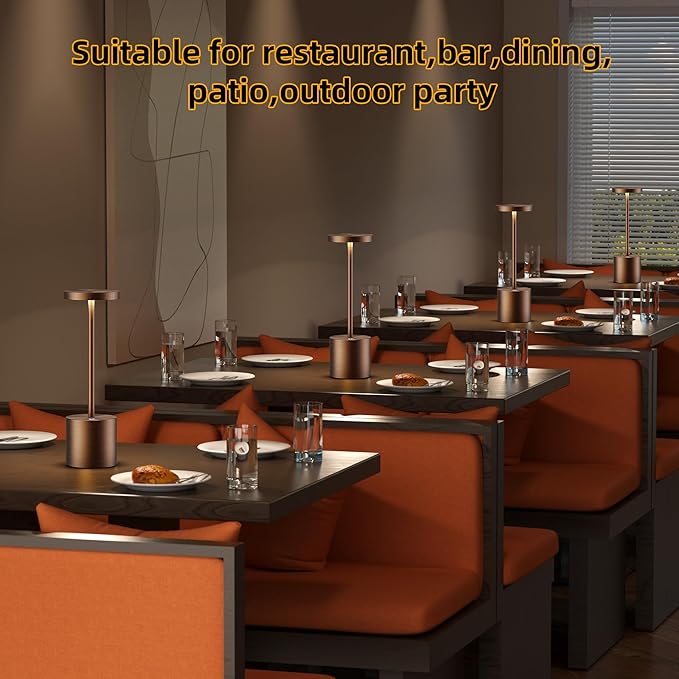 Cordless Table Lamps Rechargeable - Outdoor Portable LED Table Light 5000mAh Battery Operated Lamp 3 Color Stepless Dimming with Memory Function for Restaurant Dining Patio 2Pack Moka