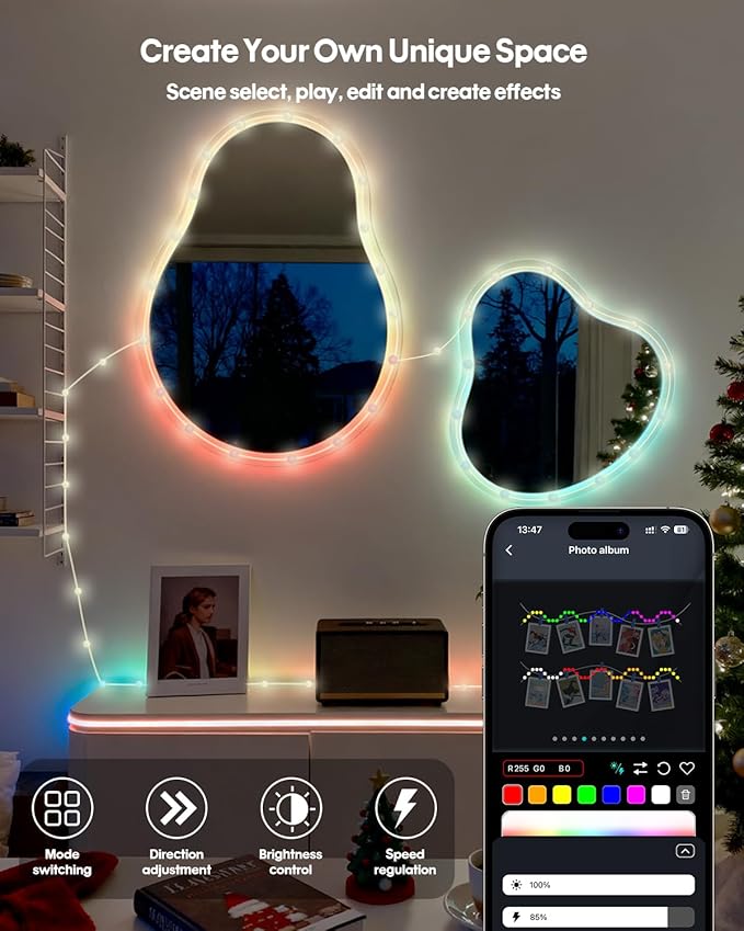 Color Changing Globe String Lights, 33ft Smart Fairy String Lights with APP Control, Mini Ball LED Twinkle Lights Hanging for Indoor Outdoor Bedroom Party Garden Camping Christmas Decoration