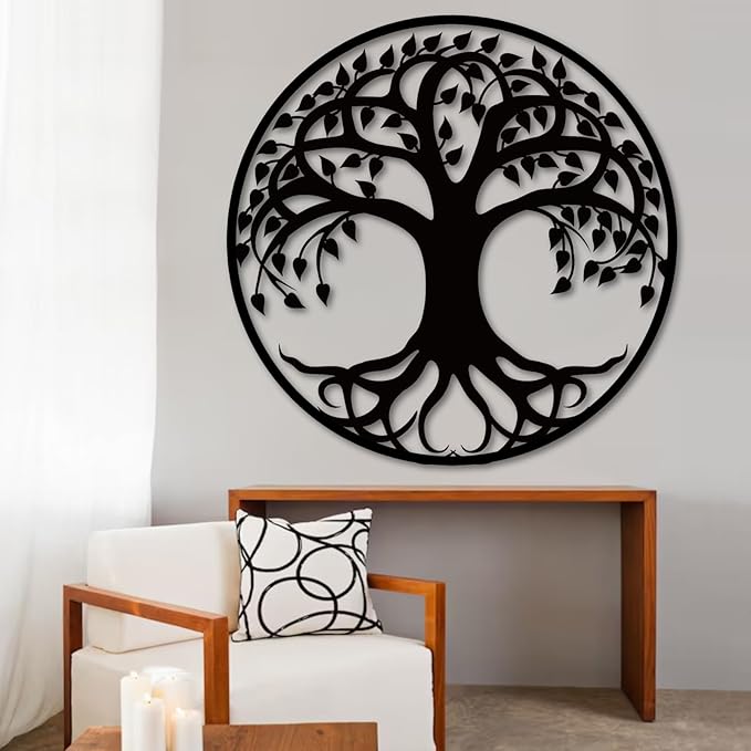 Tree of Life Wall Art,Tree Wall Plaque,Metal Tree of Life Wall Decor,Living,Dining Room Wall Decor(24"×24", Style 5)