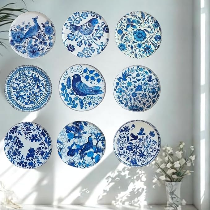 RITUALISTIC Holland Wall Sculpture for Home decorationWall painting for living roomMetal Wall DécorGift items for unisexWall artWall showpieceHome Décor Gift ItemsSet of 9 plates Blue | Christmas gifts