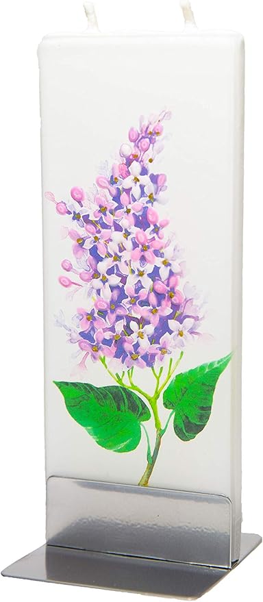 Flatyz Handmade Candle Gift Set With Steel Base - Flower Mothers Day Gift - Spring Design Lilac Candle for Women - Unique Cute Aesthetic