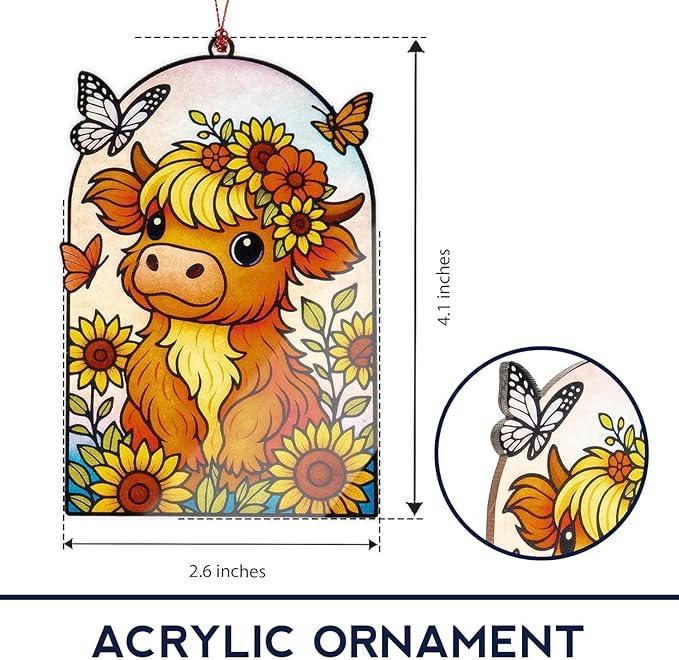 Highland Cow Ornaments for Christmas Tree, Christmas Ornaments 2025, Highland Cow Gifts for Women Girl Mom, Christmas Cow Decorations, Hanging Decoration for Christmas Holiday, Birthday Present