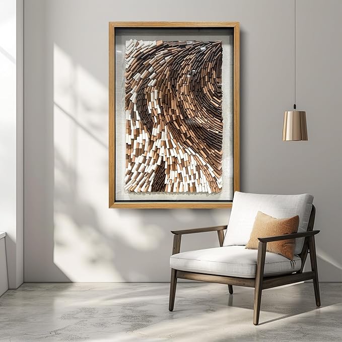 BrightA The Texture Leather Collage Craft Painting With A Contrast Of Brown And White Colors Adds An Artistic Atmosphere And Style To The Space 27.5"x39.4"
