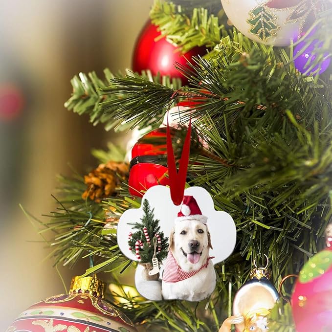 Style In Print Custom Holiday Christmas Ornament Custom Personalized Photo & Text Aluminum Paw Shape
