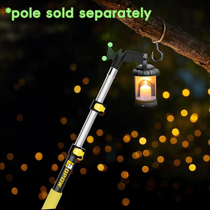 Christmas Light Hanger Tool Attachment, Utility Hook Screw On Pole Attachment (Pole NOT Included, Fits on 3/4 inch Acme Thread) Multi-Purpose Installation, String Lights, Birdfeeders