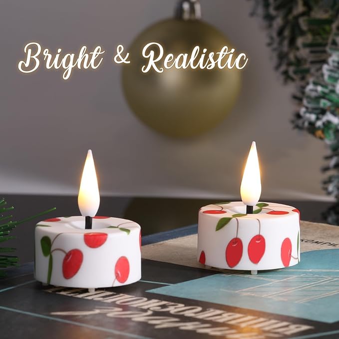 Eywamage Christmas Flameless Tealights with Remote Batteries, Flickering LED Tea Votive Candles Holiday Home Decor Set of 12