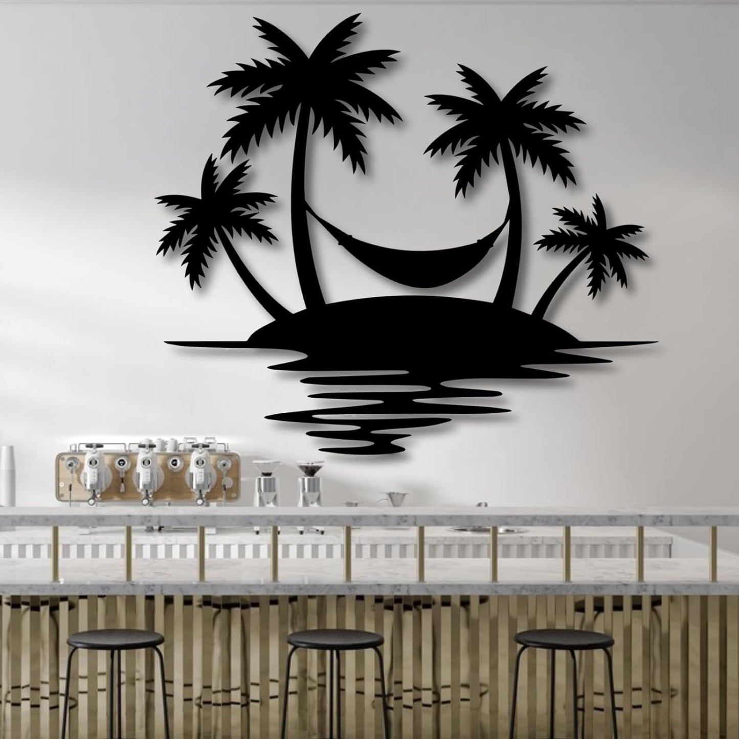 Palm Tree Metal Wall Decor,Palm Tree Outdoor Wall Art,Tropical Palm Tree Wall Decorations for Living Room,Outdoor Wall Decorations for House(28"×24",White)