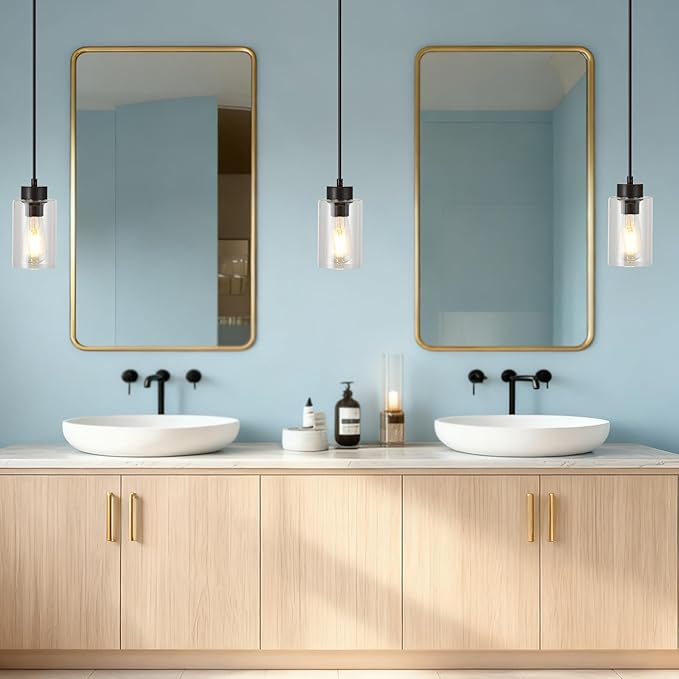 Modern Pendant Light for Kitchen Island, Hanging Ceiling Light Fixture,Oil Rubbed Bronze 2Pack Farmhouse Pendant Lighting for Dining Room Bedroom Bar Office