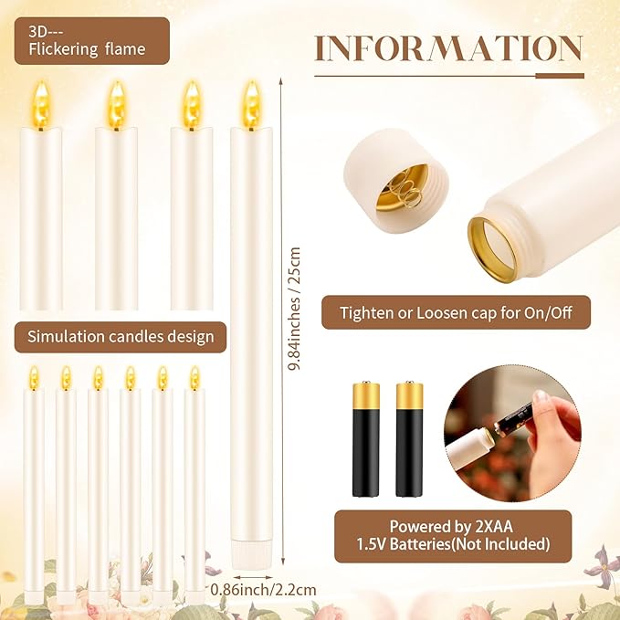 30 Pcs Gold Candlestick Holders with Flameless LED Candles Bulk Includes 15 Metal Candle Holders and 15 Ivory Battery Operated Candles for Wedding Table Centerpieces Home Decor