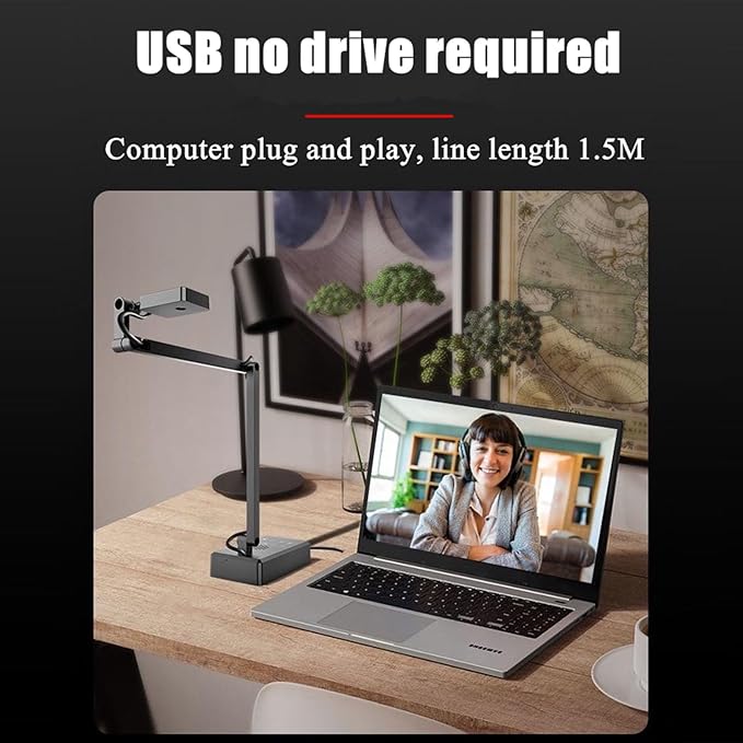 Docooler USB Document Camera, 4K 16MP Document Webcam Adjustable Angle with Microphone, USB Doc Camera with Flexible Arm for Online Learning, Remote Teaching, Web Conferencing, Live Demo