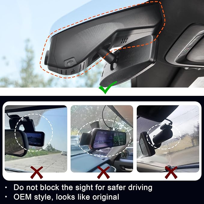 Front 4K & Rear 1080P Dash Cam Custom fit for GMC Yukon, Yukon XL 2021-2022 (Model B), SLE SLT AT4 Denali, Integrated OEM Look, UHD 2160P Video, G-Sensor, Loop Recording, 128GB Card