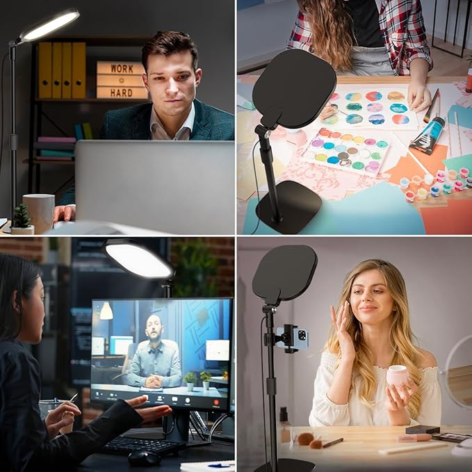Video Conference Lighting for Zoom Meeting, Ring Light for Desk with Flexible Stand, 30 Light Modes Light for Video Recording, Desk Light & Memory Function for Zoom Calls, Video Streaming, Webcam