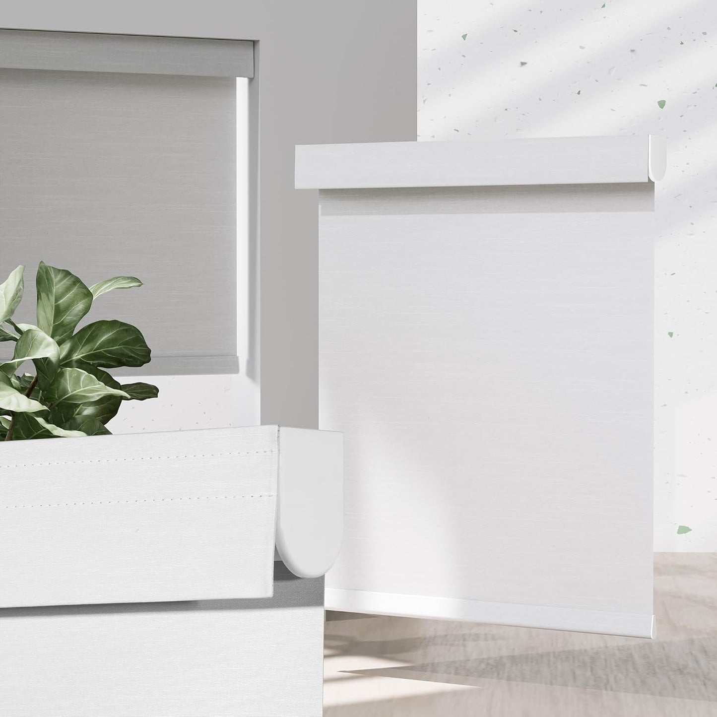 Blackout Roller Shades for Indoor Windows, Cordless Jacquard Fabric-Matched Roller Blinds, Easy to Install Privacy UV Protection Roll Up Blinds for Home Office, Pure White, 28" W x 72" H