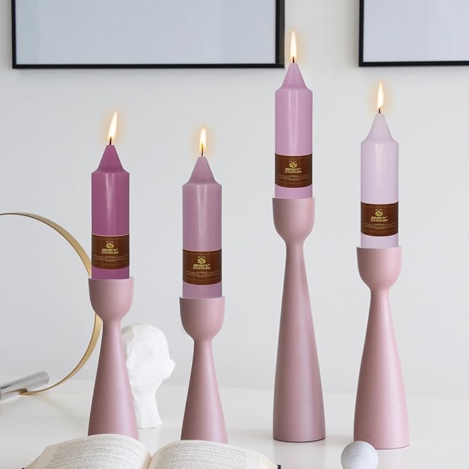 5 Inch Short Taper Candles Unscented Handmade Set of 4 Smokeless Candle Sticks Twisted Candlesticks for Wedding Decoration Yoga(Gradient Purple)