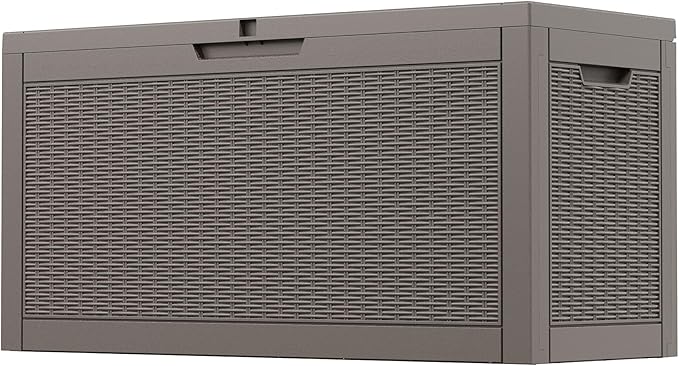 60 Gallon Outdoor Storage Box, Waterproof Resin Deck Box with Lockable Lid – Storage Cabinet for Patio Furniture, Pool Supplies, Garden Tools – Indoor & Outdoor Use