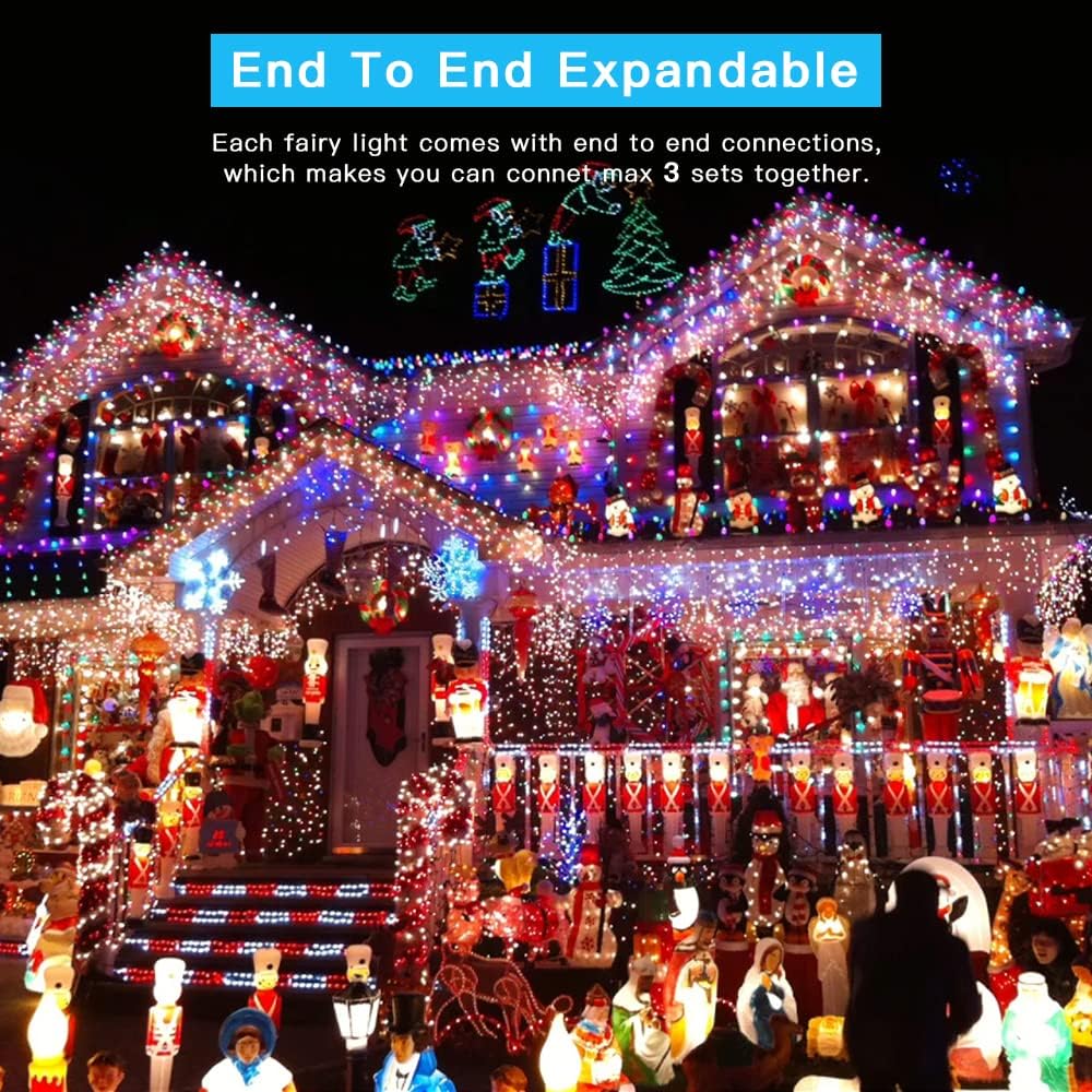 AmyHomie Color Changing Halloween Lights, 108Ft 300LED Warm White&Multicolor Christmas String Lights, 8 Modes Waterproof Fairy String Lights for Outdoor & Indoor Tree Home Patio Garden Decor