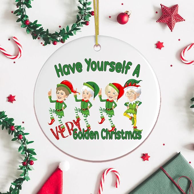Pop Culture, Movie, and Music Themed Trendy Christmas Ornaments - Have Yourself a Very Golden Christmas Ornament (Circle)