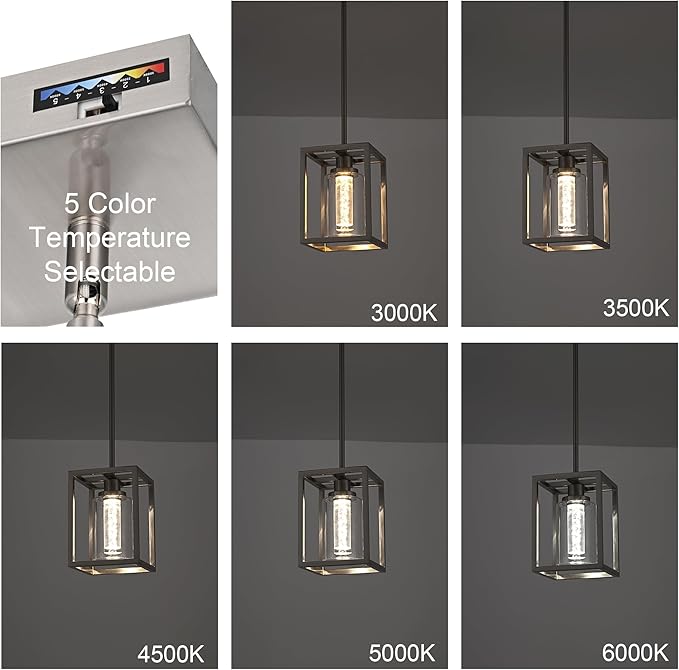 MELUCEE LED Pendant Lights Modern Pendant Lighting Brushed Nickel with Crystal Bubble Glass, 5 CCT Dimmable Hanging Ceiling Lamps for Kitchen Island Dining Room, Built-in LED Chips, Adjustable Height