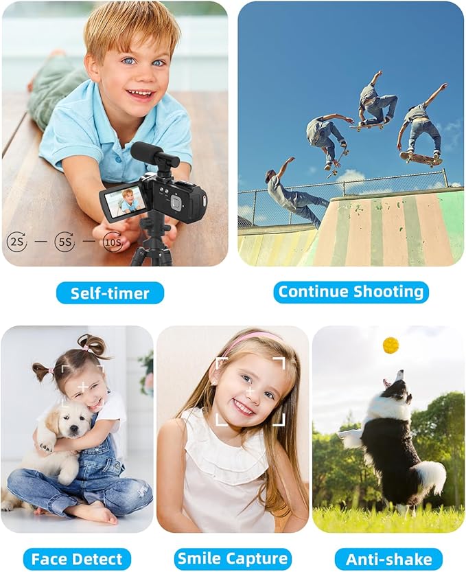 Video Camera Camcorder FHD 4K 36MP Vlogging Camera for YouTube Video Recorder 3.0" 270 Degree Rotation Screen Video Cameras for Filming with Microphone,32GB SD Card (Black)