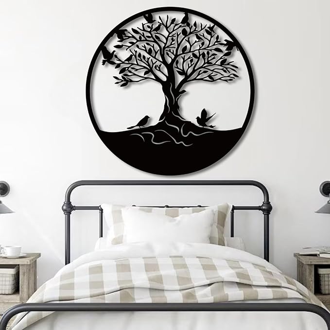 Tree of Life Wall Art,Tree Wall Plaque,Metal Tree of Life Wall Decor,Living,Dining Room Wall Decor(35"×35", Style 6)