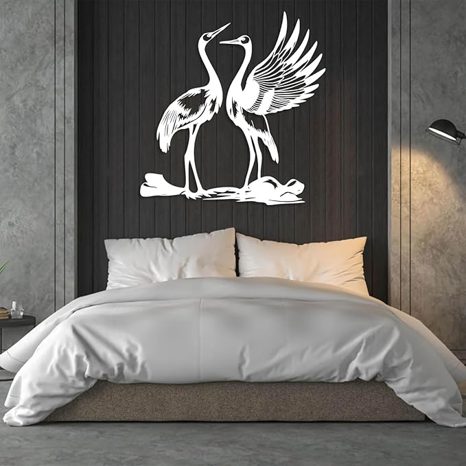 Cranes Metal Wall Art, Crane Birds Metal Decor, Sandhill Cranes Wall Art, Bird Metal Wall Decor, Wildlife Nature Wall Art, Animal Wall Decor, Livingroom Decor, Housewarming Gift (Gold, 28"x26"|70x67cm)