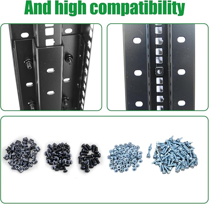 42U Server Rack/4-Post 19in Network Rack/Open Frame Rack with Wheels, Heavy-Duty Frame Cabinet/Adjustable Depth 24-22in GLOBALRACK，(4POST-800-42U)