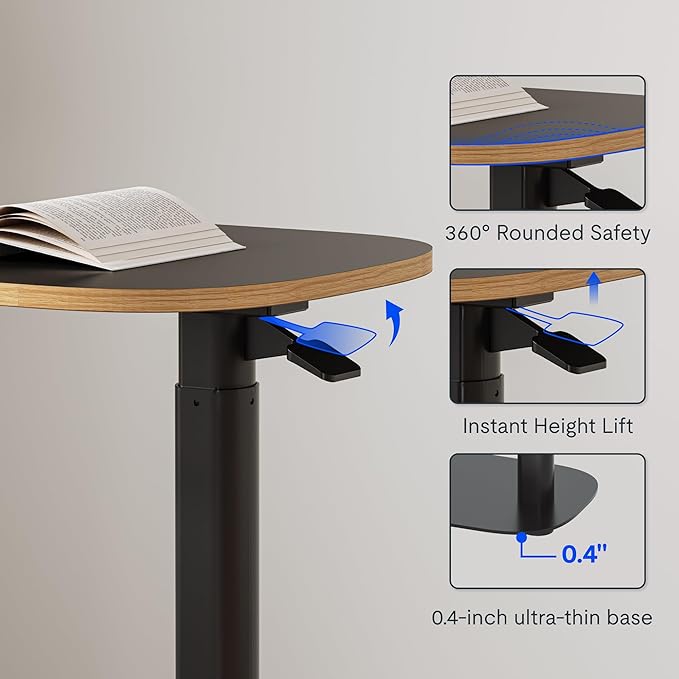 FLEXISPOT Adjustable C Table, Mobile Snack Side End Table Sofa Couch Bedside Table Laptop Cart TV Tray Night Stand Small Space Side Table(23.6" W x 13.8" D,Black)